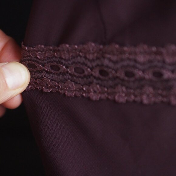 La Guêpière, by Simons | Vintage 90s Plum Slip Dress with Pink Floral Embroidery - Picture 5 of 9